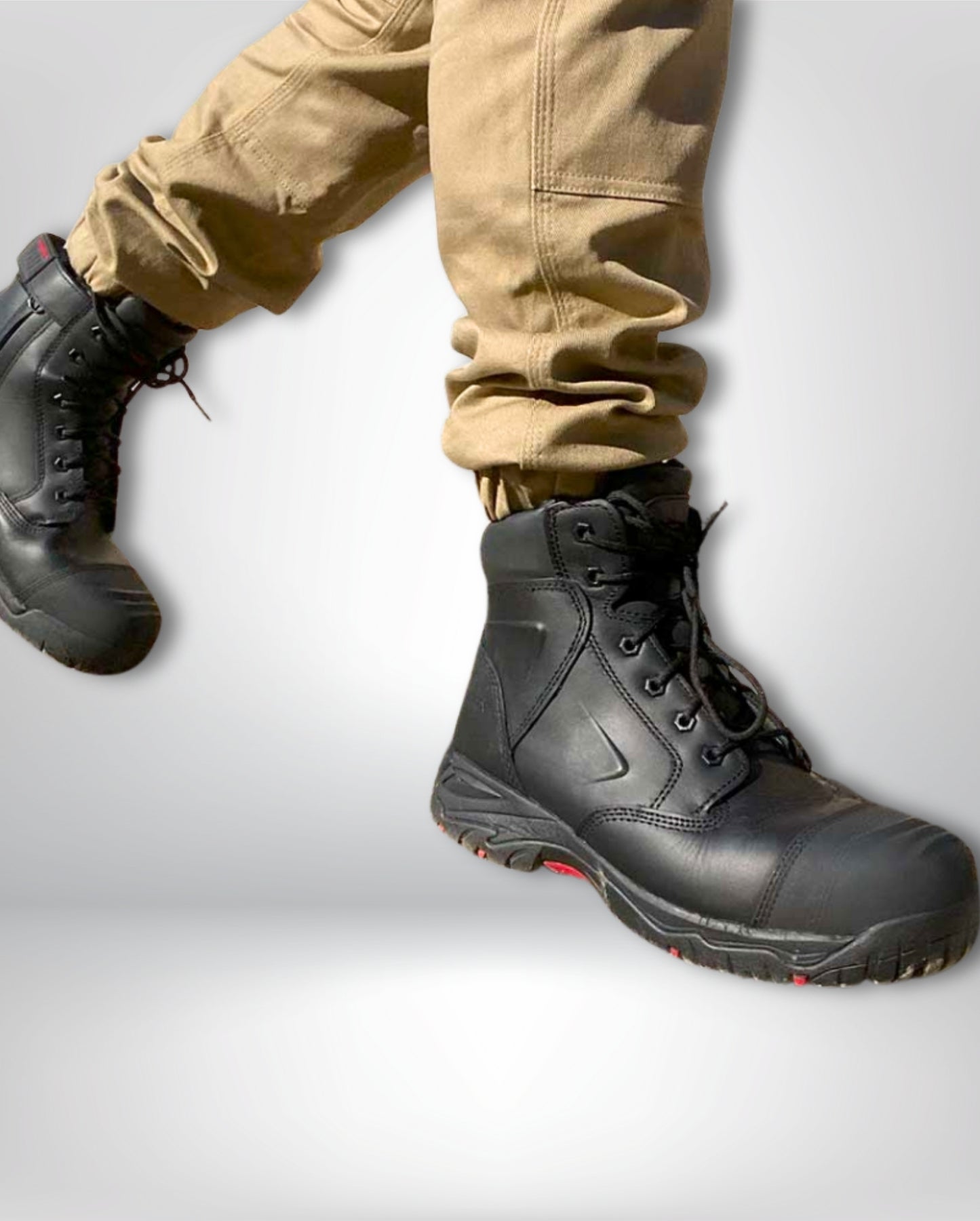 Ergonx Black Lace Up Safety Boots + Socks Bundle