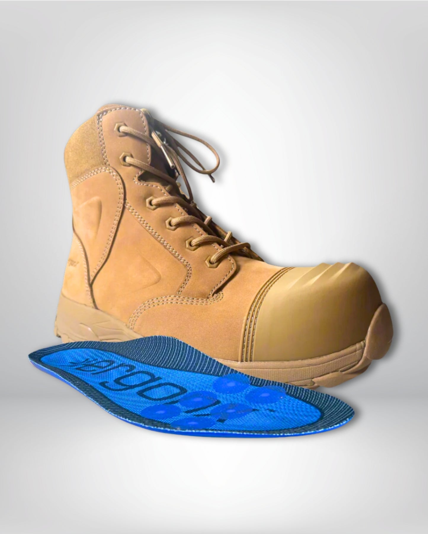 Ergonx All Tan Lace Up Safety Boots + Socks Bundle