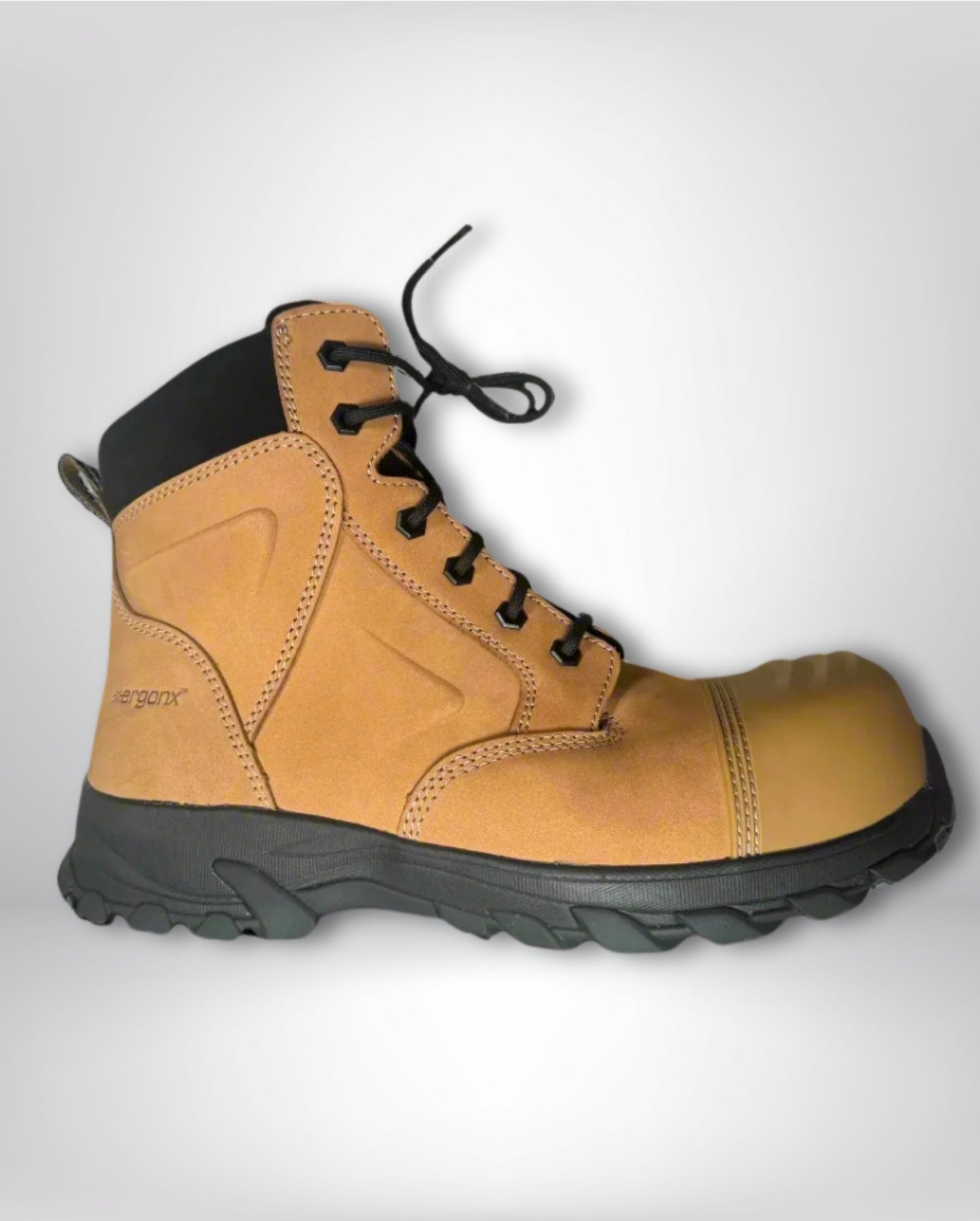 Ergonx Tan Toe Lace Up Safety Boots + Socks Bundle