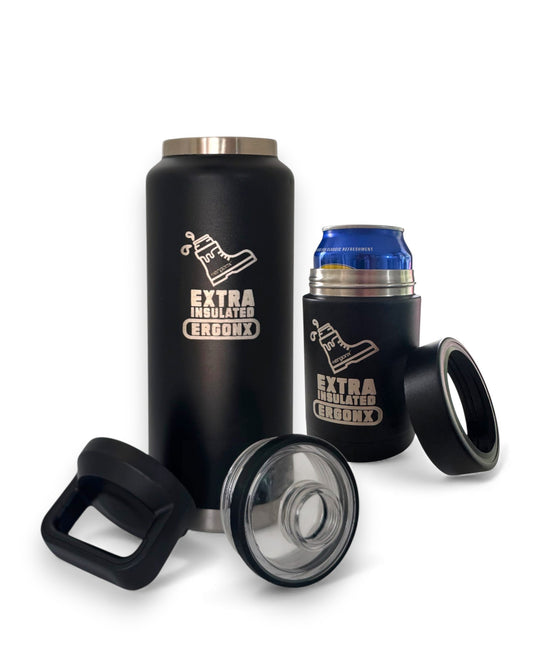 1L Insulated Water Bottle & Can / Stubbie Cooler Bundle