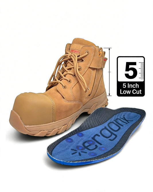 Ergonx All Tan Low Cut Safety Boots Lace Up (Helium)