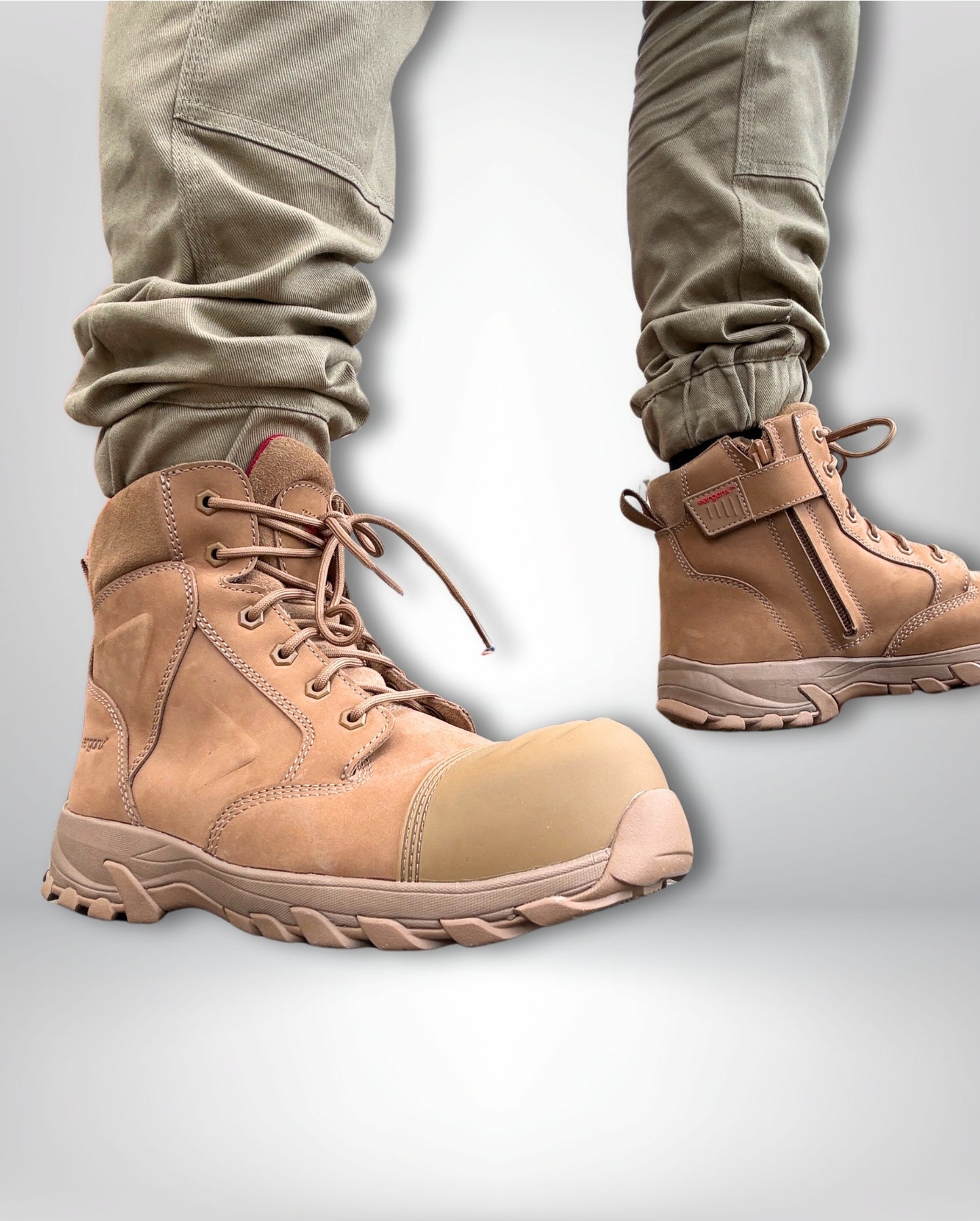 Ergonx All Tan Lace Up Safety Boots + Socks Bundle