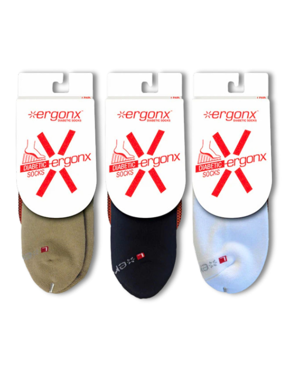 Ergonx Diabetic Socks 1/4 Crew (6 Pack)