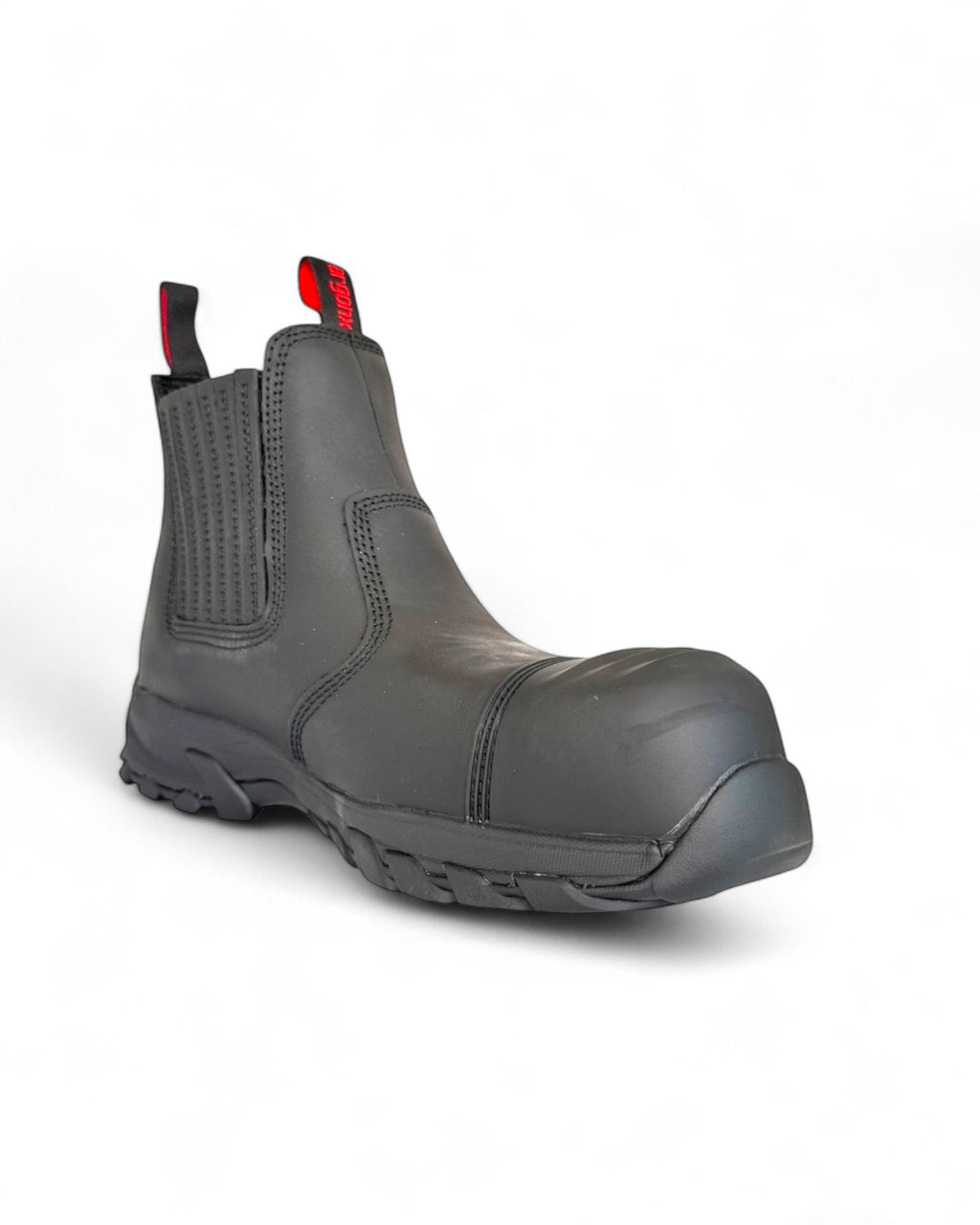 Ergonx Black Slip On Safety Boots + 6 Socks + 1L Bottle & Cap Bundle