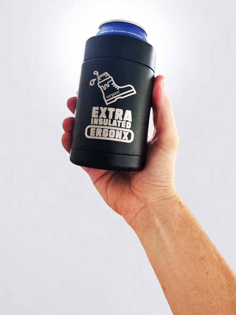 Ergonx Aluminum Stubbie Cooler Black - Extra Insulated