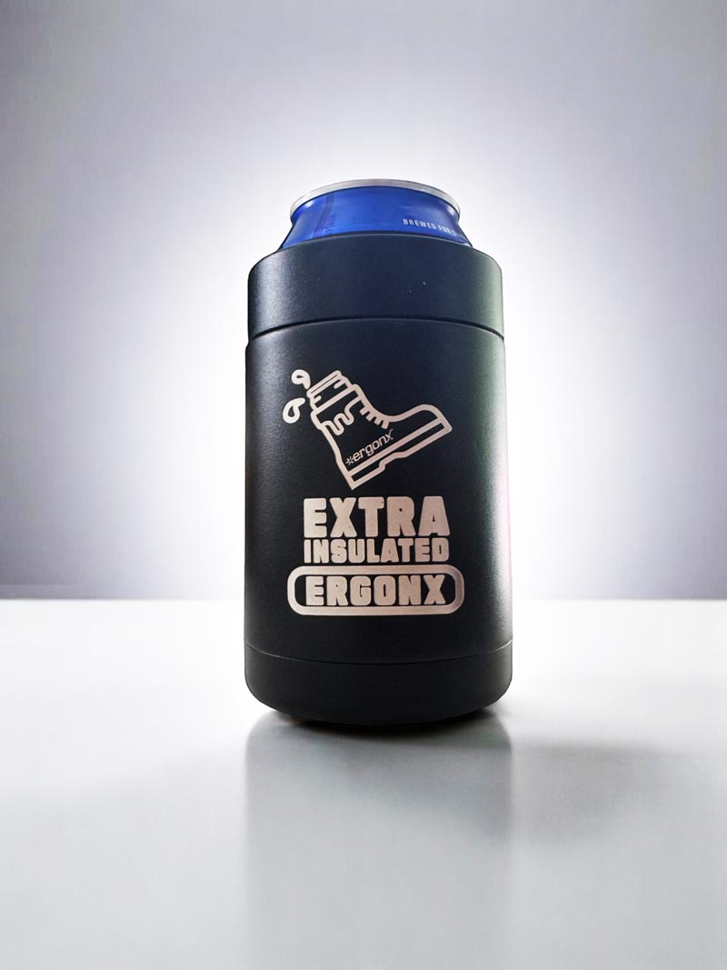 Ergonx Aluminum Stubbie Cooler Black - Extra Insulated